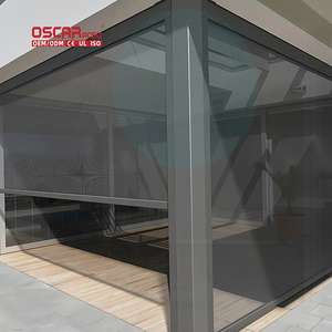 Stores enrouleurs fixes en aluminium et polyester imperméables pour patio, restaurant, villa, architecture moderne durable - Product Image 1