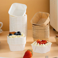 Gobelets et plateaux à pain carrés jetables en papier sulfurisé résistants au four avec couvercles, origine Chine, vente en gros disponible, personnalisables