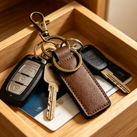 Porte-clés de voiture en cuir PU avec logo personnalisé, en gros, avec sangle à boucle pour la livraison aux concessionnaires automobiles et les cadeaux promotionnels