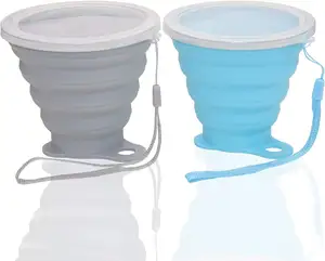 Custom portatile da viaggio in campeggio pieghevole per bere tazza da caffè riutilizzabile in Silicone tazza pieghevole con paglia