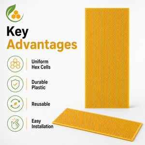 Feuille de fondation en plastique jaune alvéolée anti-déformation pour ruche, fournitures internes d'apiculture - Product Image 4