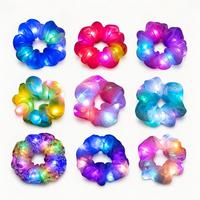 Scrunchies lumineux à LED personnalisés en satin imprimé sérigraphié pour anniversaire, Noël, Halloween, fête