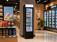 Congélateur vertical commercial Ne-105dl-12 Slim 105L avec porte vitrée et éclairage LED pour magasin de crèmes glacées et aliments surgelés