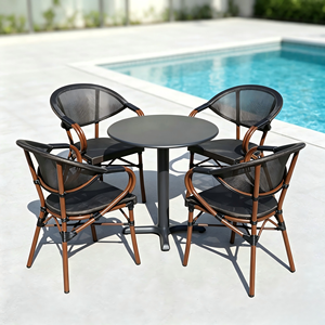 Nordic Rope Rattan aluminum Waterproof Dinning <b>Chair</b> Patio Restaurant Aluminium <b>Stackable</b> Outdoor Dining <b>Chair</b> for <b>Garden</b> hotel - Product Image 5