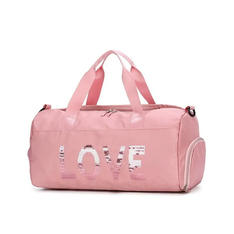 Custom Logo Grote Capaciteit Waterdichte Outdoor Sport Duffle Bag Roze Vrouwen Yoga Gymtas Met Schoenenvak