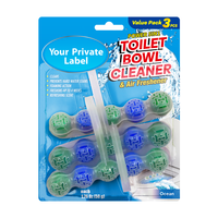 Bloc de nettoyage pour cuvette de toilettes 4PK, parfum durable, brise marine, mousse nettoyante, élimine les taches jaunes d'urine