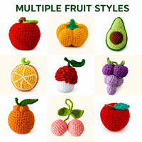 Handgemaakte gehaakte fruitcharms, gebreide miniatuur voedselspeelgoedjes voor thuisdecoratie en cadeaus