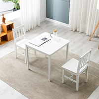 Inweto Prime Claridge Simplicity Ensemble table et 2 chaises en bois de pin massif minimaliste Style nordique pour salle à manger Lecture Blanc/Gris