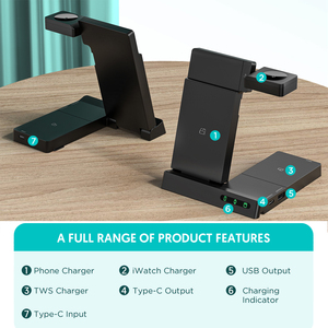 Cargador Inalámbrico Portátil Plegable 6 en 1 de Carga Rápida de 15 W para iPhone, Apple <span class=keywords><strong>Watch</strong></span>, <span class=keywords><strong>Airpods</strong></span>, <span class=keywords><strong>Galaxy</strong></span> <span class=keywords><strong>Watch</strong></span> - Product Image 5