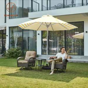 Venta caliente rayas amarillas aluminio grandes sombrillas impermeable al aire libre Patio jardín playa sombrilla - Product Image 5