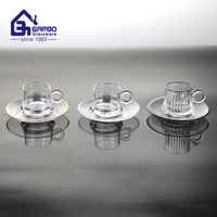 Ensemble à boire en verre à thé Transparent transparent avec plateau Collection de verre à Offre Spéciale du marché arabe Ensemble à boire de café de grande taille 155ml