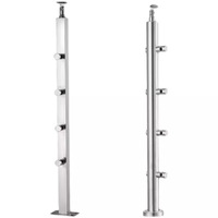 Rampe d'escalier en acier inoxydable 304, auto-assemblable, pour intérieur, tube carré brossé, colonne, clôture de balcon, style minimaliste