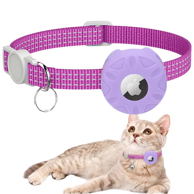 Custom 3M Reflective Ribbon Airtag Cat Collar with Air Tag GPS Tracker Collares Para Perros Mascotas