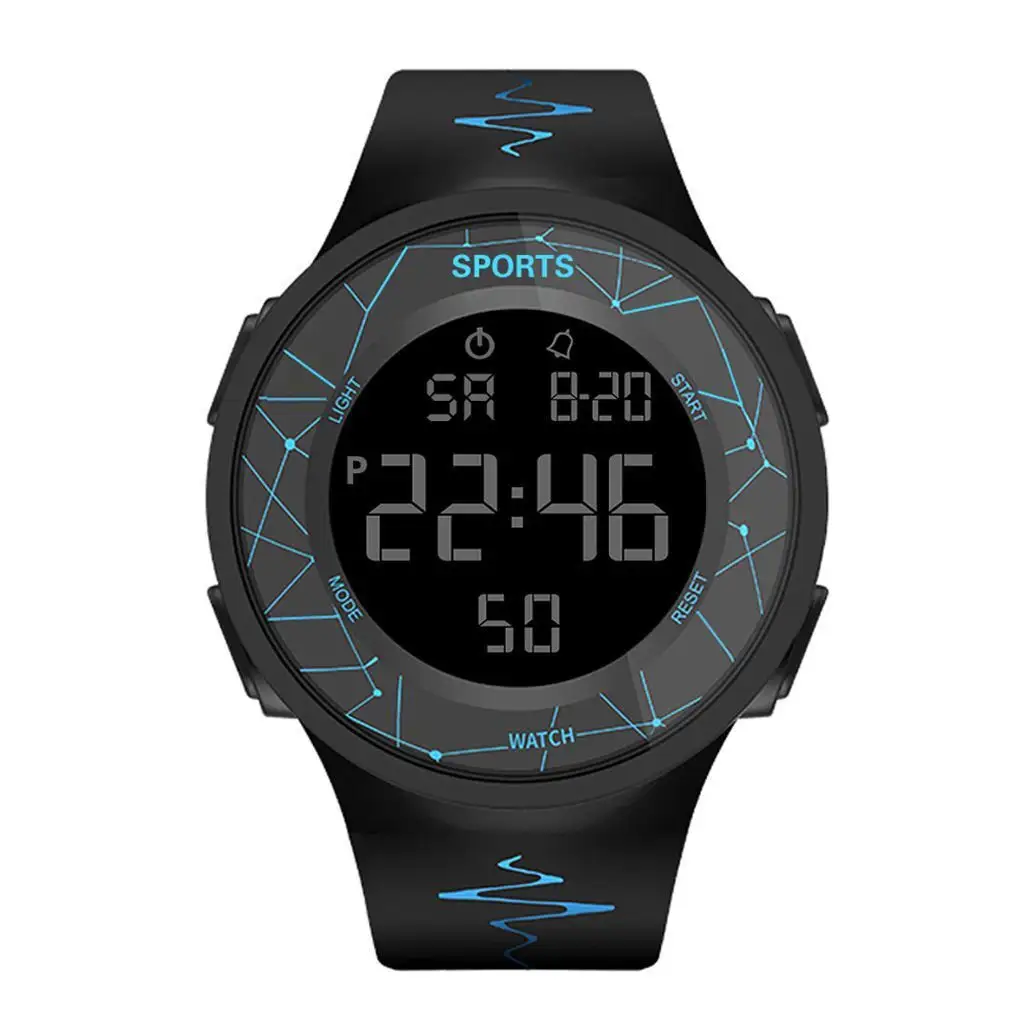 Relojes digitales para hombre, banda de silicona negra, relojes de pulsera de cuarzo, esfera grande, resistente al agua, pantalla Led electrónica, reloj, cronómetro para hombre