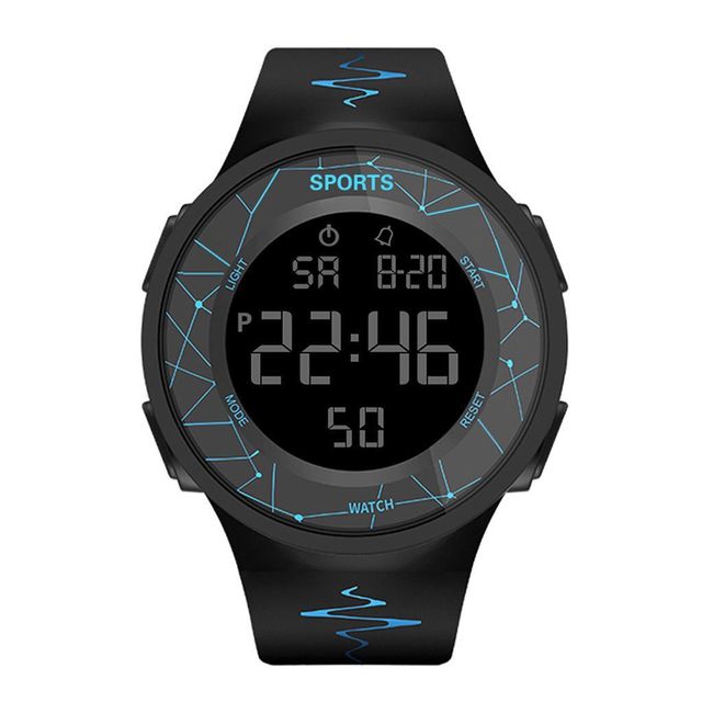 Digital Watches for Men Black Silicone Band Quartz Wristwatches Big Dial Waterproof Electronic Led Display Clock Man Stopwatch