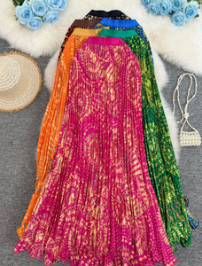 <span class=keywords><strong>Gonna</strong></span> <span class=keywords><strong>Lunga</strong></span> Plissettata a Linea A di Alta Qualità con Stampa Retrò Africana, Classica e Versatile per il Lavoro - Product Image 2