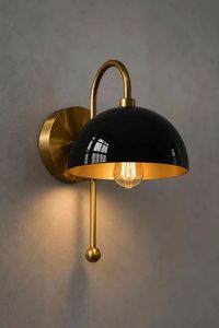 Lámpara de Pared Blanca con Cúpula, Estilo Moderno de Mediados de Siglo, con Cuello de Cisne de Latón, para Cabecera, Decorativa, para Interiores - Product Image 3