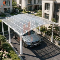 Abri de voiture moderne en aluminium avec système de drainage étanche, cadre thermolaqué, facile à assembler pour véhicules extérieurs