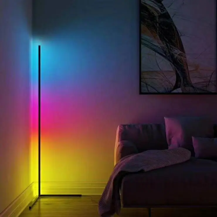 Modern nordic indoor decoration corner lamp light remote control standing rgb led corner floor lamp