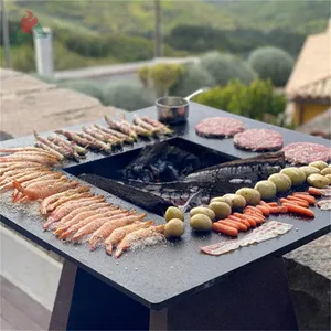 Corten-Parrilla de acero oxidado, máquina de barbacoa