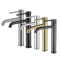 Robinet de lavabo en acier inoxydable 304 à poignée unique avec cartouche céramique, eau chaude/froide, montage sur comptoir, hauteur WC