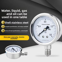 Stainless Steel Pressure Gauge 304 Stainless Steel Shock-Resistant Oil Water Gas Hydraulic Vacuum High-Temperature