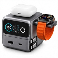 Dock Pengisian Daya 6-in-1 All in One Multi Port 110W Pengisi Daya Cepat Pengisi Daya Nirkabel Layar TFT LCD Pintar Tampilan Digital untuk iPhone