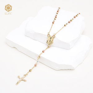 Elfische Rosenkranz Halskette Schmuck Unisex Religiöser Schmuck Goldgefüllte Kette Katholischer Kunststoff Rosenkranz Geschenk Perlenkette - Product Image 3