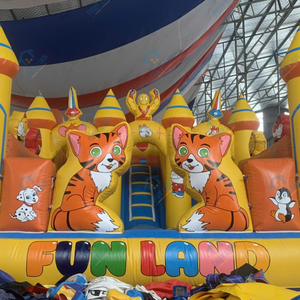 Castillo Inflable de Gato Amarillo de PVC de 5m x 7m para Parques de Diversiones, Fácil de Instalar, Aplicación de Juego de Vietnam - Product Image 3