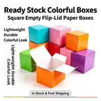 Boîte carrée vide colorée en stock, 6 couleurs disponibles, carton pliable, boîte mystère vierge, commande en gros