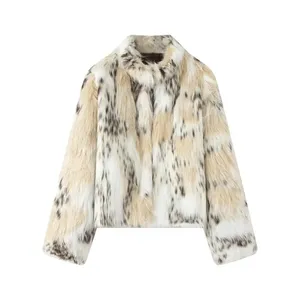 Animal Print invierno mujer solo pecho Vintage abrigo de piel <span class=keywords><strong>Artificial</strong></span> estilo callejero moda elegante Tops chaqueta Casual cálido - Product Image 1