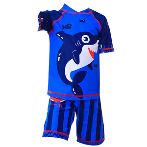 Traje de baño para niños, conjunto de dos piezas, secado rápido, estampado de dibujos animados, protección solar, bañador para niños, ropa para playa y piscina - Product Image 3