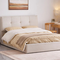 Tempat Tidur Double Minimalis Modern Desain Klasik Warna Putih Berbahan Kain Kapasitas Beban Tinggi Laris Manis