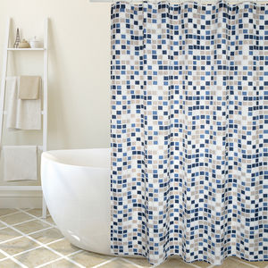 Cortina de Ducha de Tela de Poliéster MOSAIKO, 180x200 cm, Diseño de Mosaico, Decoración para Baño - Product Image 1