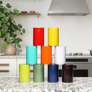 Scatola di barattoli di latta in metallo personalizzata per alimenti a tenuta stagna per caffè tondeggiante imballaggio all'ingrosso di tè integratore in polvere contenitore di latta - Product Image 1