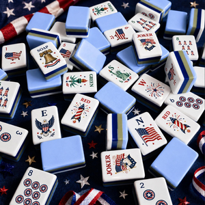 Set di Mahjong Patriottico Americano per il 250° Anniversario, Lussuoso e Moderno, in Acrilico a 4 Strati, per 4 Giocatori, Tessere Mahjong Universali in Stile Americano - Product Image 3