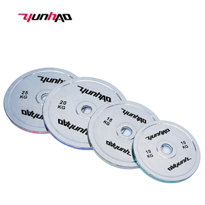 Poids de musculation pour salle de sport, disques <span class=keywords><strong>en</strong></span> <span class=keywords><strong>fonte</strong></span> argentés, acier inoxydable électro-plaqué, haltères de musculation, plaques de poids calibrées - Product Image 3