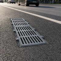 Grille de drainage en fonte ductile pour centre d'exposition, système de drainage à fentes robuste pour usage intensif