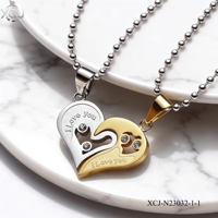 Ensemble de colliers pour couple, acier inoxydable, accessoires de collier unisexe, vente en gros