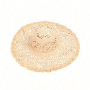 Female Hand Woven Hollow Raffia Straw <b>Hats</b> Summer Women Large Brim Dome Sunshade Beach Straw <b>Hat</b> - Product Image 1