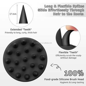 Masajeador de Cuero Cabelludo con Logotipo Personalizado, Masajeador de Cuero Cabelludo de Silicona con Cerdas de Silicona, Cepillo para Champú para Masaje del Cuero Cabelludo y Salón - Product Image 3