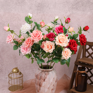 Roses artificielles en soie de luxe léger, style scandinave, pivoines diamantées, faites à la main, toucher naturel, longue durée (3-5 ans), pour la maison et les mariages - Product Image 2