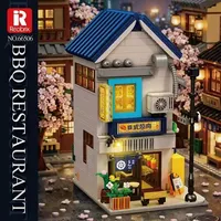 Reobrix 66506 1389PCS Juego de Bloques de Construcción de Restaurante Japonés con Barbacoa, Modelo MOC, Juguete de Tecnología de Plástico, Moderno, para Festivales