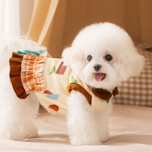 Small And Medium <b>Dog</b> Cat Pet Clothes Winter Corduroy Dress With Leash Compatibility Geometric Pattern Fleece <b>Sweater</b> - Product Image 3