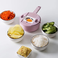 Robot de cuisine multifonctionnel Hachoir à légumes Râpe à pommes de terre avec récipient Coupe-légumes à la main
