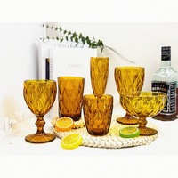 Vintage gaufrage losange pour Champagne verre gobelets 150ml coloré tige mariage flûte usine directe en vrac vente bleu verre gobelet