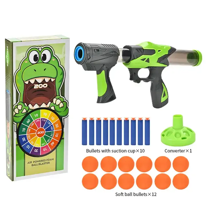 ITTL mainan target menembak luar ruangan lembut busa EVA mainan katapel daya atom permainan pistol bola udara anak-anak set mainan