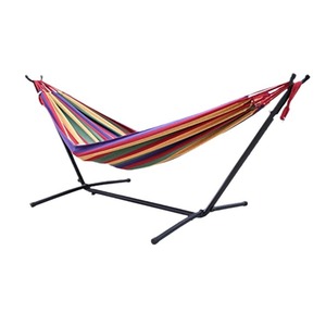Hamaca <span class=keywords><strong>de</strong></span> Lona para Interiores y Exteriores con Postes <span class=keywords><strong>de</strong></span> Madera y Estructura <span class=keywords><strong>de</strong></span> Hierro Anti-Vuelco, Capacidad <span class=keywords><strong>de</strong></span> 200 kg, 270 cm <span class=keywords><strong>de</strong></span> Longitud - Product Image 5