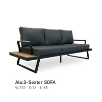 Ensemble de canapés d'extérieur au design moderne 7 places avec cadre en aluminium et table basse en bois de teck, meubles de patio pour jardin et hôtel