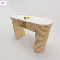 Nouvelle Arrivée - Table de Manucure Portable pour Salon, Fauteuil Individuel, Table de Technicien Ongulaire en Noyer à Coins Arrondis et Chaises